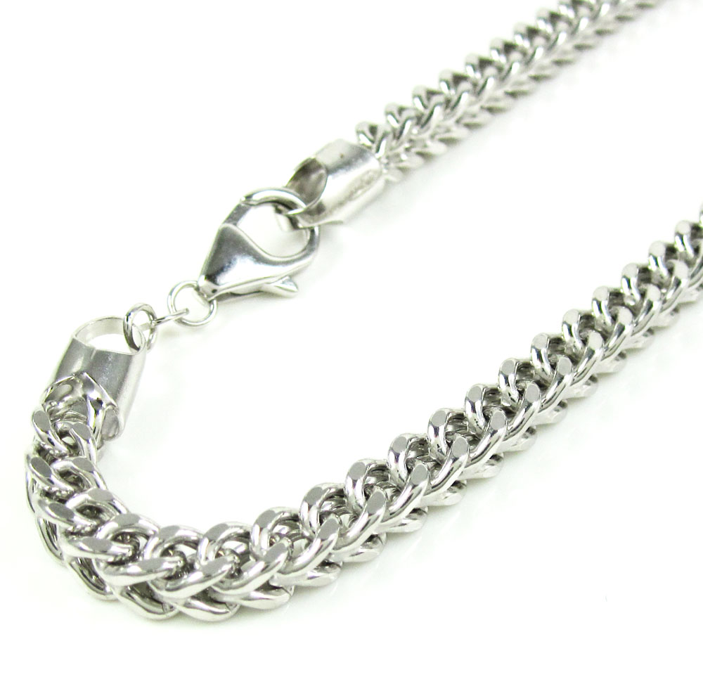 10K White Gold Smooth Cut Franco Bracelet 9 Inch 4.5mm