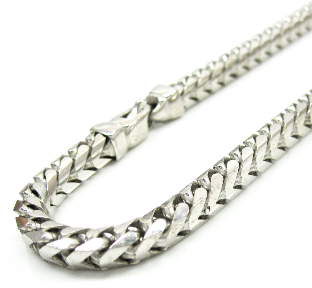 10K White Gold Franco Bracelet 9 Inch 4.5mm