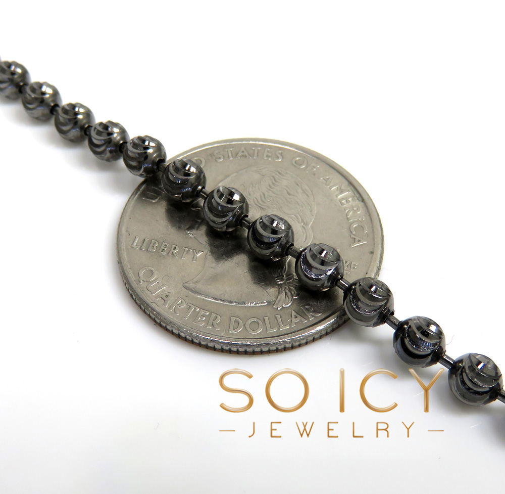 Buy 14k Black Gold Crescent Moon Cut Ball Bead Chain 20-24' 2mm Online at  SO ICY JEWELRY