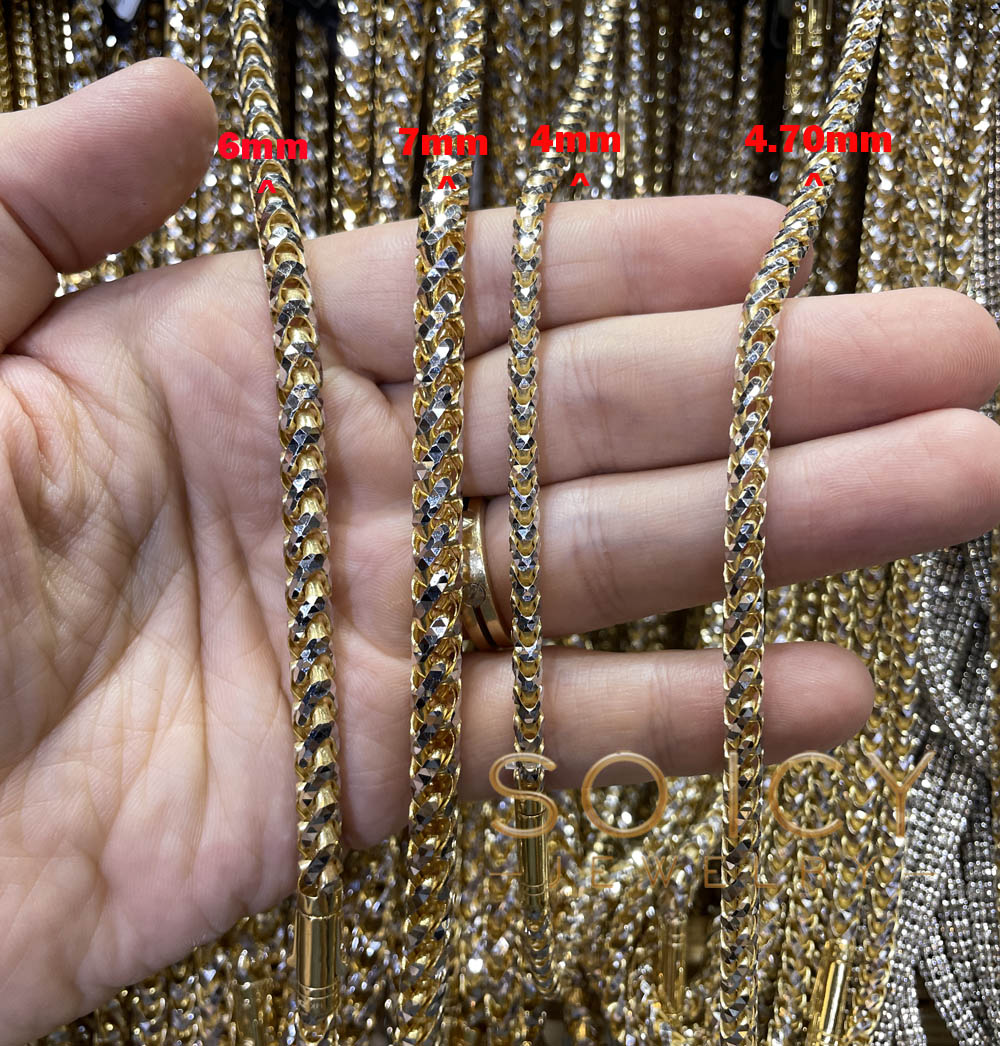 Buy 10k Solid Yellow Gold Small Tight Link Franco Chain 20-26 Inch 3mm  Online at SO ICY JEWELRY