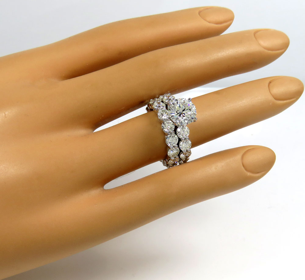 14k white gold round lab grown diamond semi mount ring set 6.15ct