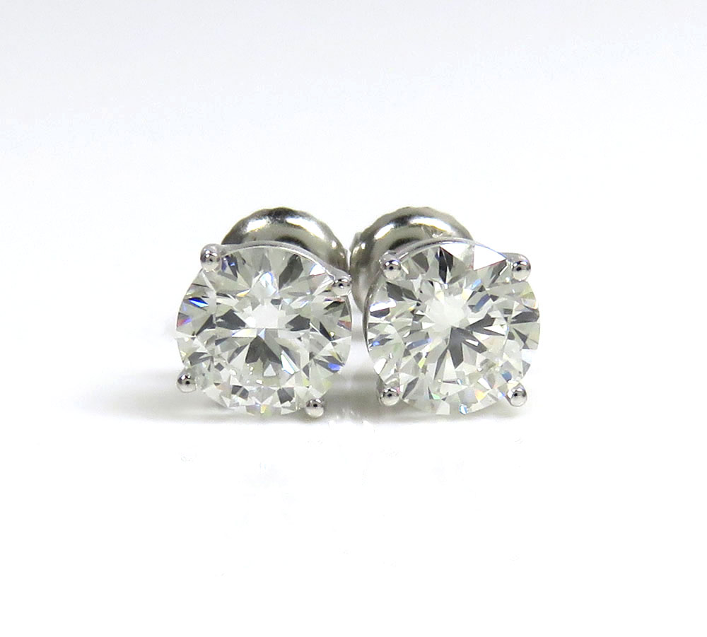 14k gold clean round cut lab grown diamond studs earrings 2.00ct