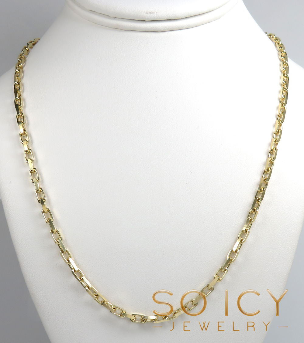 10k yellow gold solid flat edge cable link chain 18-26 inches 3.50mm 