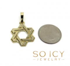 14k yellow gold honey comb star of david pendant 