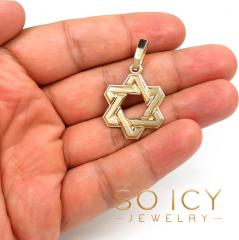 14k yellow gold honey comb star of david pendant 