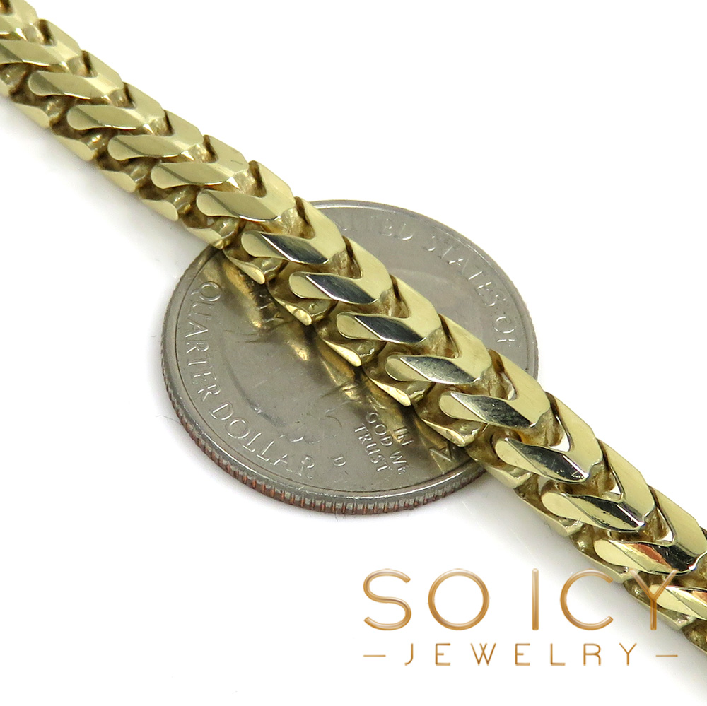 14k yellow gold solid tight link franco chain 24 inch 6mm