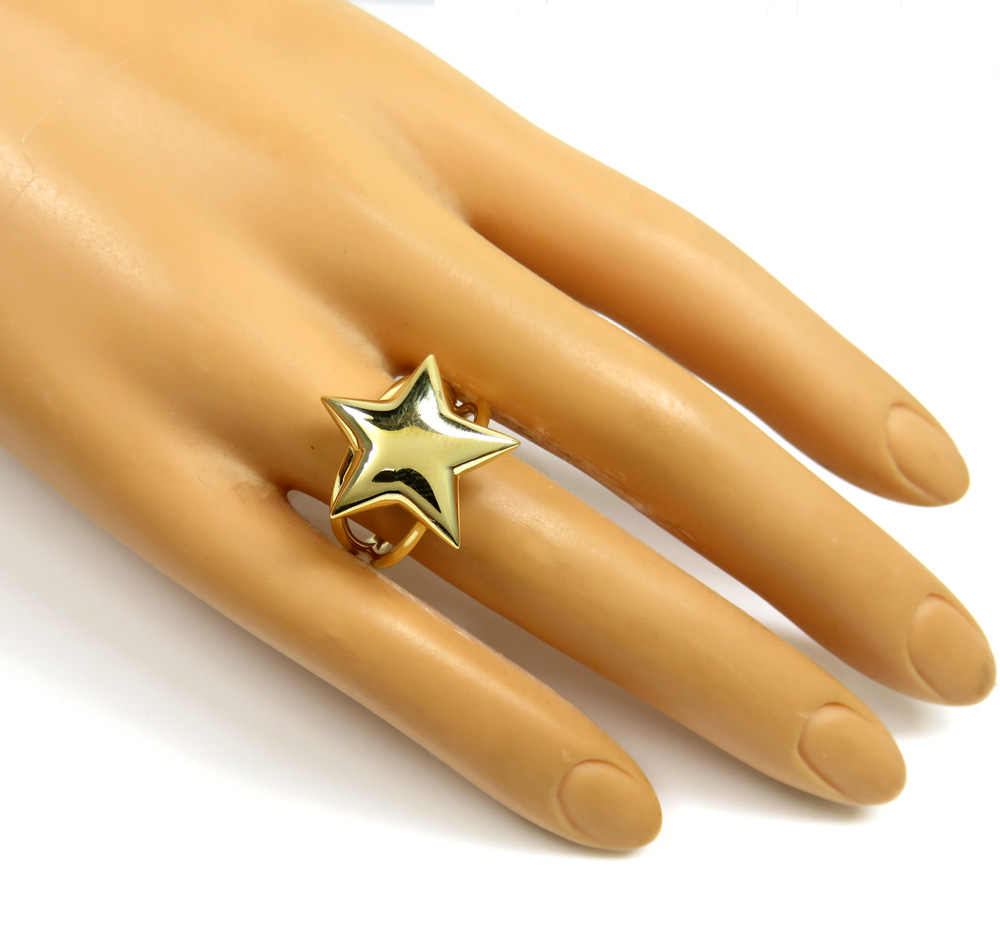 14k solid gold large star ring 