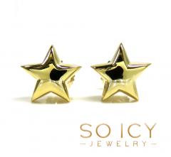 14k yellow gold solid 3d star earrings 