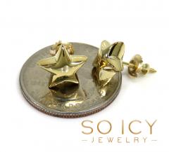 14k yellow gold solid 3d star earrings 