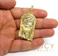 14k gold x-large classic thorn jesus pendant 0.15ct