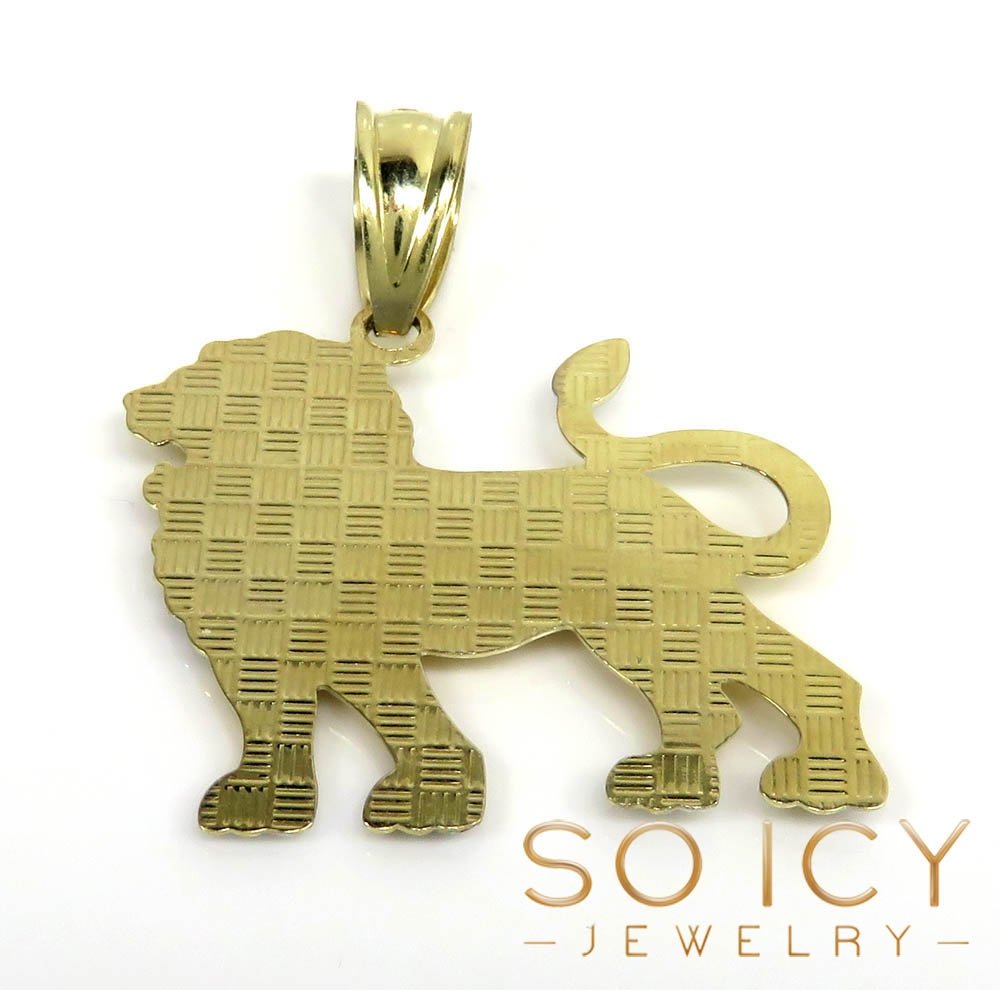 10k two tone medium closed back lion pendant 