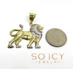 10k two tone medium closed back lion pendant 