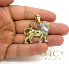 10k two tone medium closed back lion pendant 