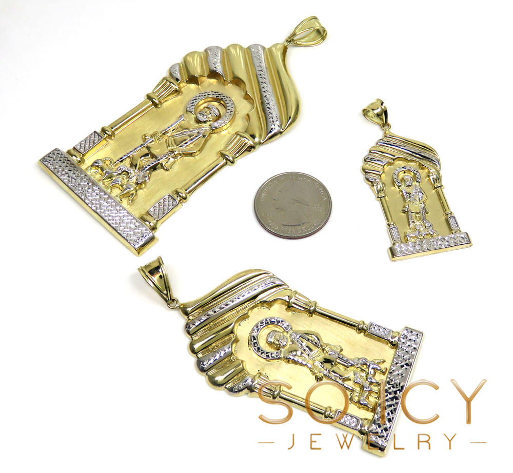 10k yellow gold small-large saint lazarus of bethany pendant