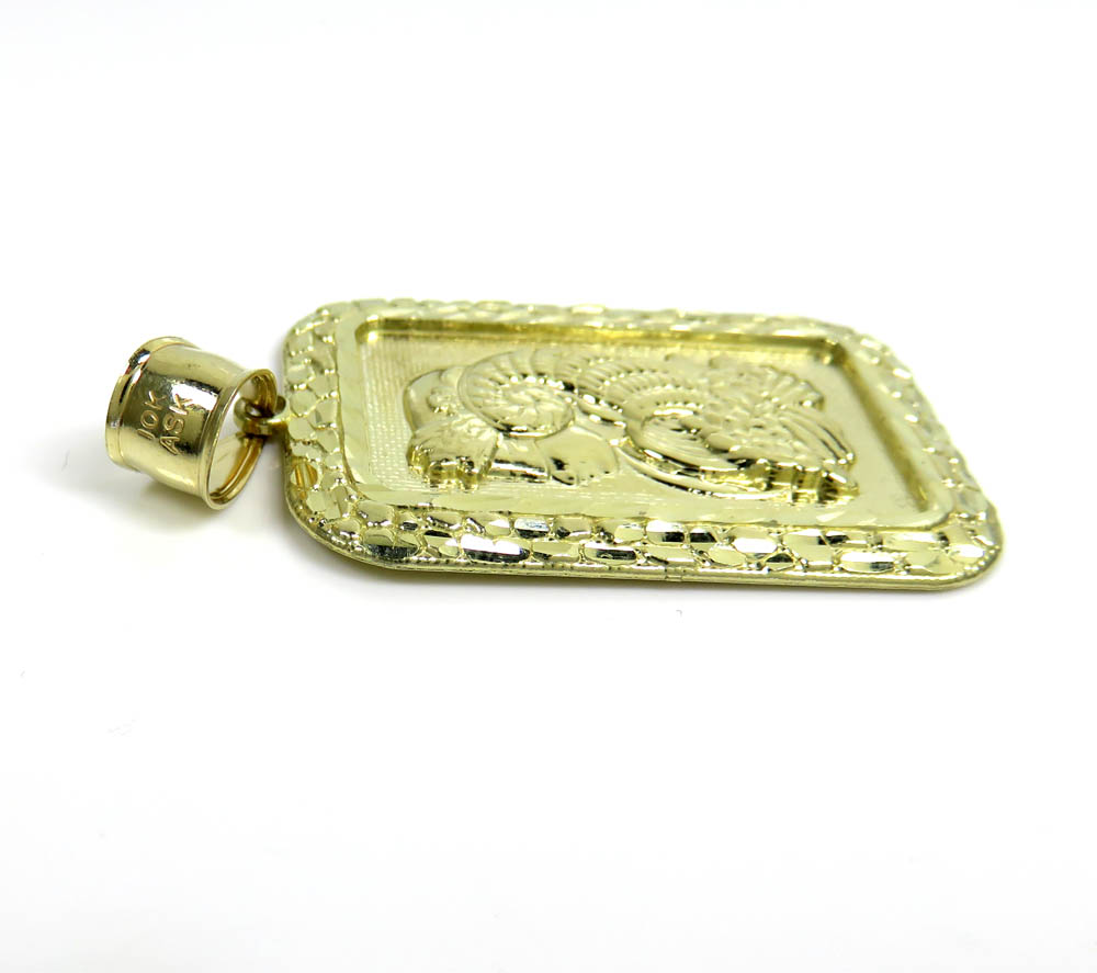 10k yellow gold xl gold nugget bar pendant 