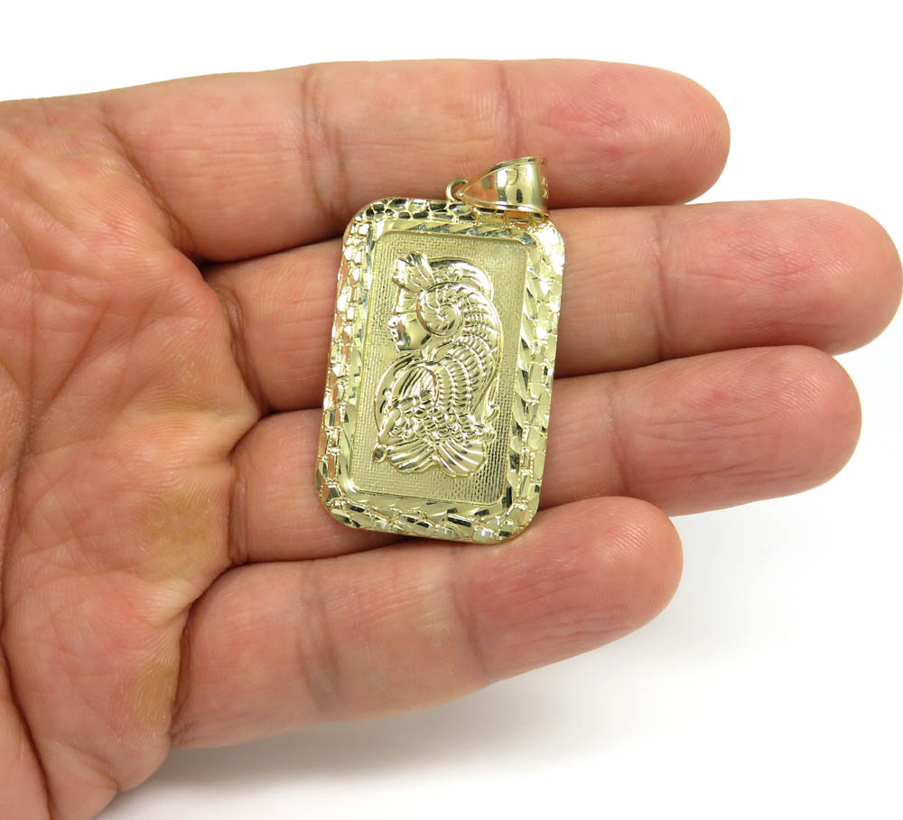 10k yellow gold xl gold nugget bar pendant 