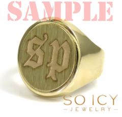 14k two tone gold medium fancy monogram ring 