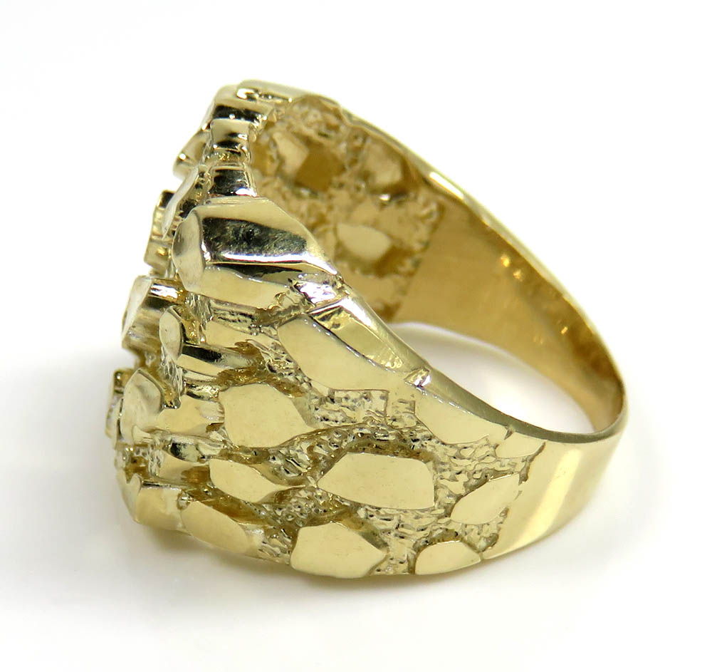 Mens 14k yellow gold small-large nugget ring