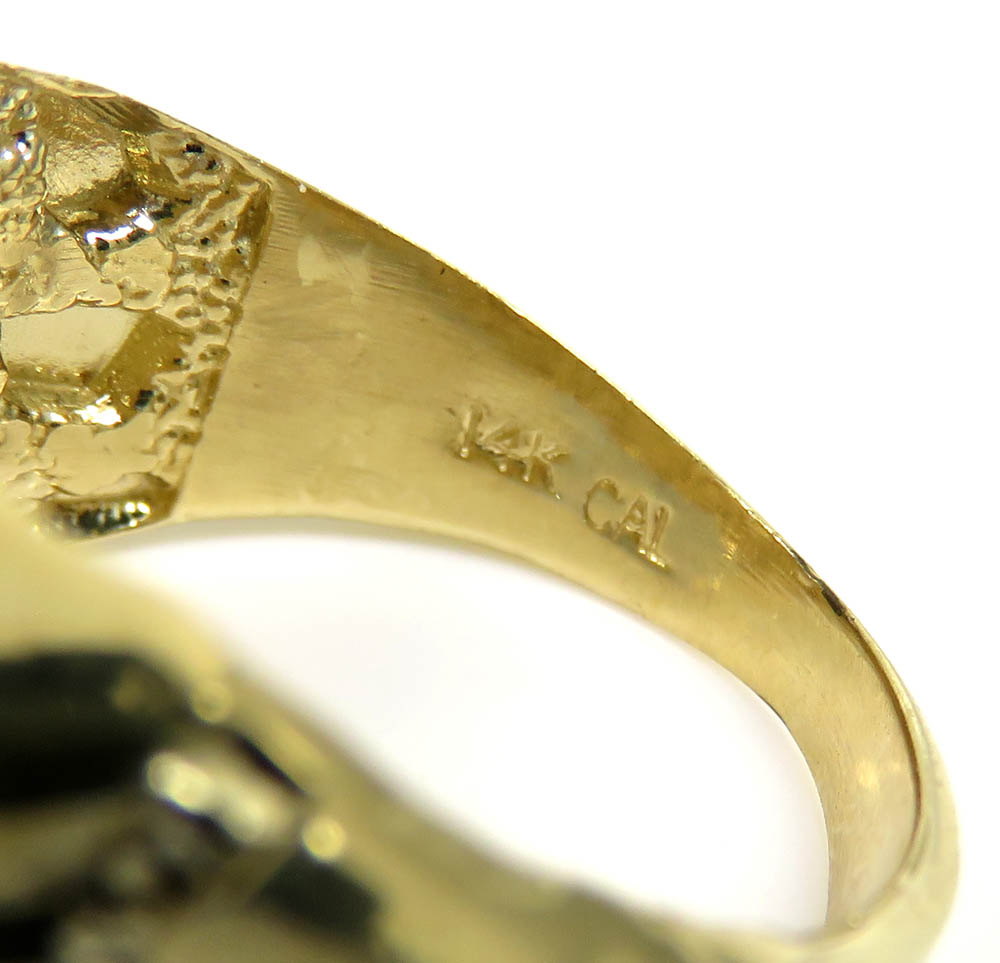 Mens 14k yellow gold small-large nugget ring