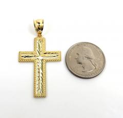 14k yellow gold large diamond cut fancy cross 