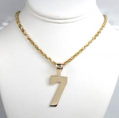 14k gold custom large number pendant 