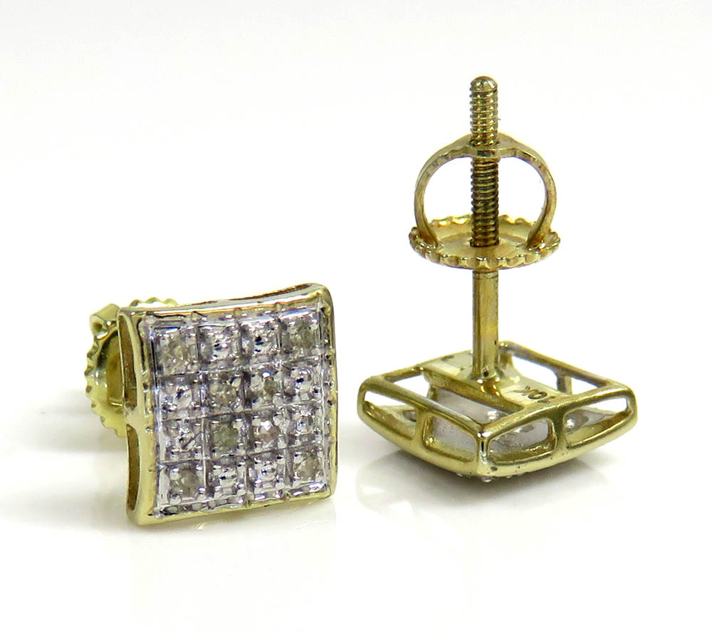 10k yellow gold 4 row diamond earrings 0.07ct 