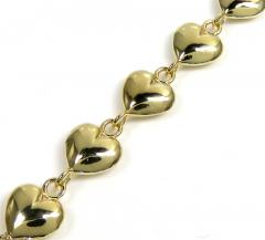 14k gold 10mm solid puff heart bracelet 7