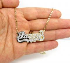 14k two tone gold lab grown diamond custom name plate necklace 18