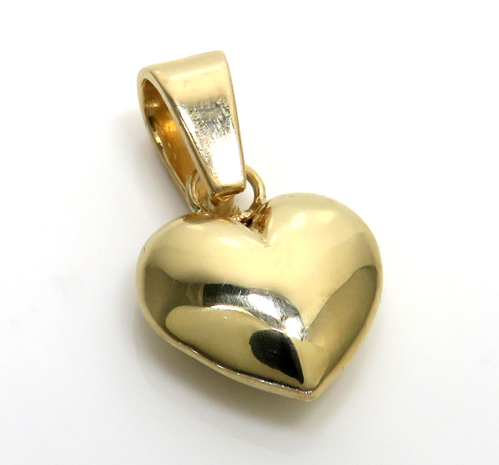 14k gold mini solid puffed heart pendant 