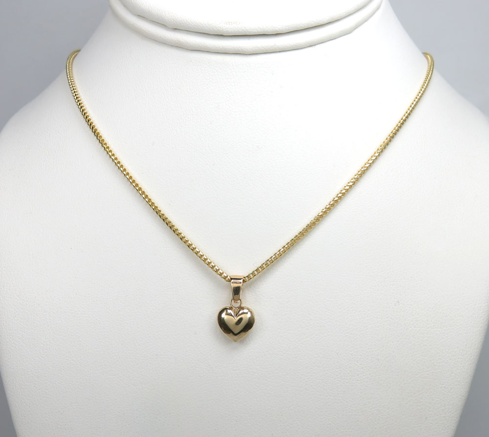 14k gold mini solid puffed heart pendant 