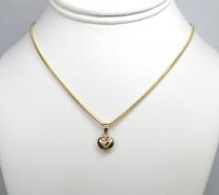 14k gold mini solid puffed heart pendant 