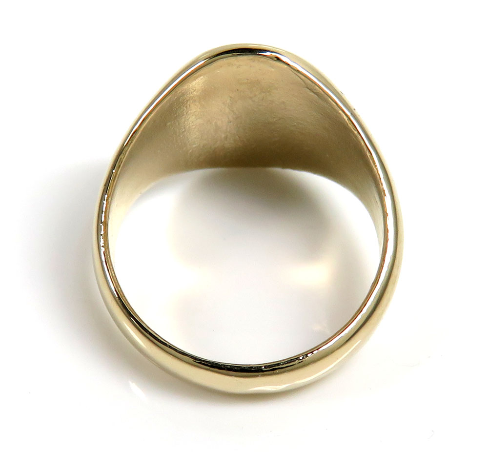 14k yellow gold solid oval monogram ring 