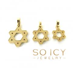 14k yellow gold small-large solid star of david pendant 