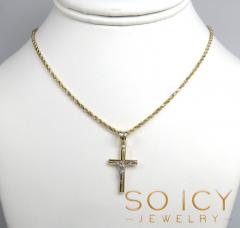 14k yellow gold mini-large tube cross pendant 