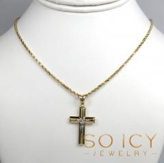 14k yellow gold mini-large tube cross pendant 