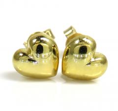 14k yellow gold solid 3d 7mm heart earrings