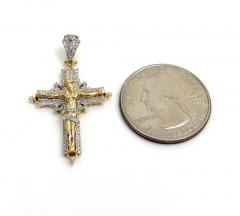 14k yellow gold small fancy diamond jesus cross 0.35ct