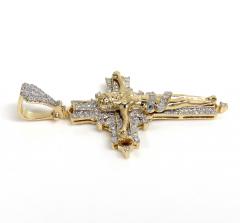 14k yellow gold small fancy diamond jesus cross 0.35ct