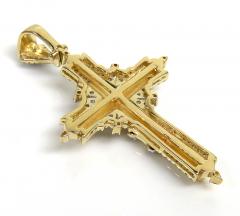 14k yellow gold small fancy diamond jesus cross 0.35ct