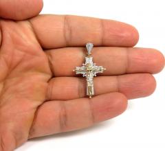 14k yellow gold small fancy diamond jesus cross 0.35ct