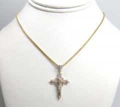 14k yellow gold small fancy diamond jesus cross 0.35ct