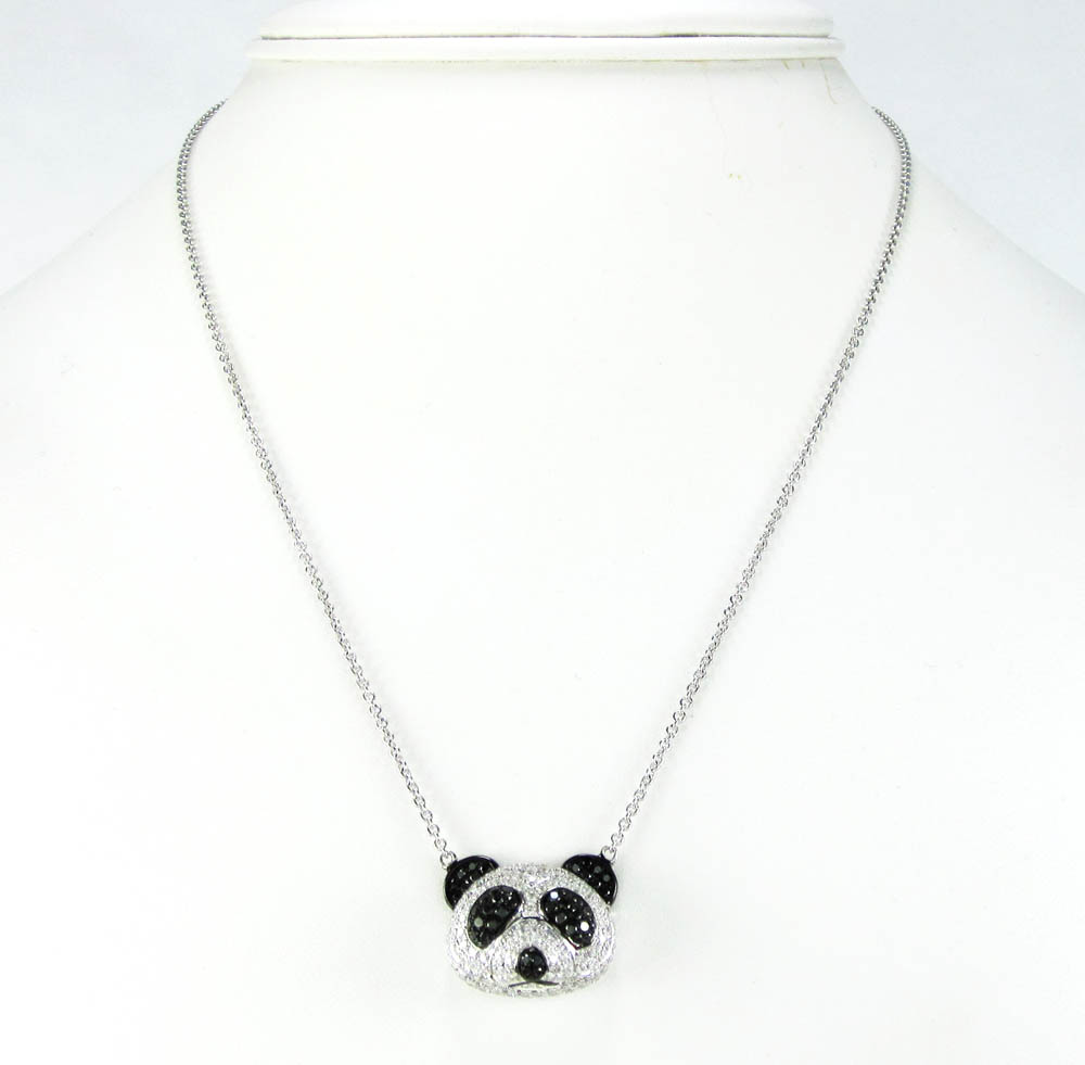 18k White Gold Panda Bear Pendant with Black and White Diamonds For Sale at  1stDibs