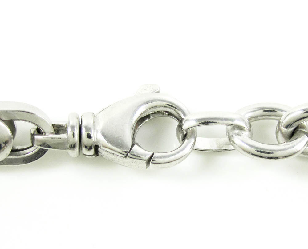 925 White Sterling Silver Anchor Link Bracelet 9 Inch 8.85mm