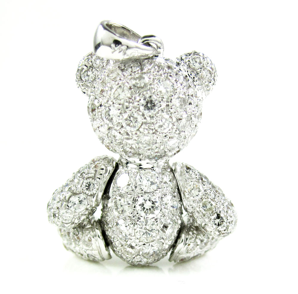 Buy 14k White Gold Teddy Bear Diamond Pendant 5.25ct Online at SO ICY ...