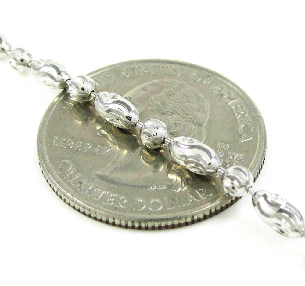 Buy 925 White Sterling Silver Diamond Cut Bead Chain 24 Inch 3mm Online ...