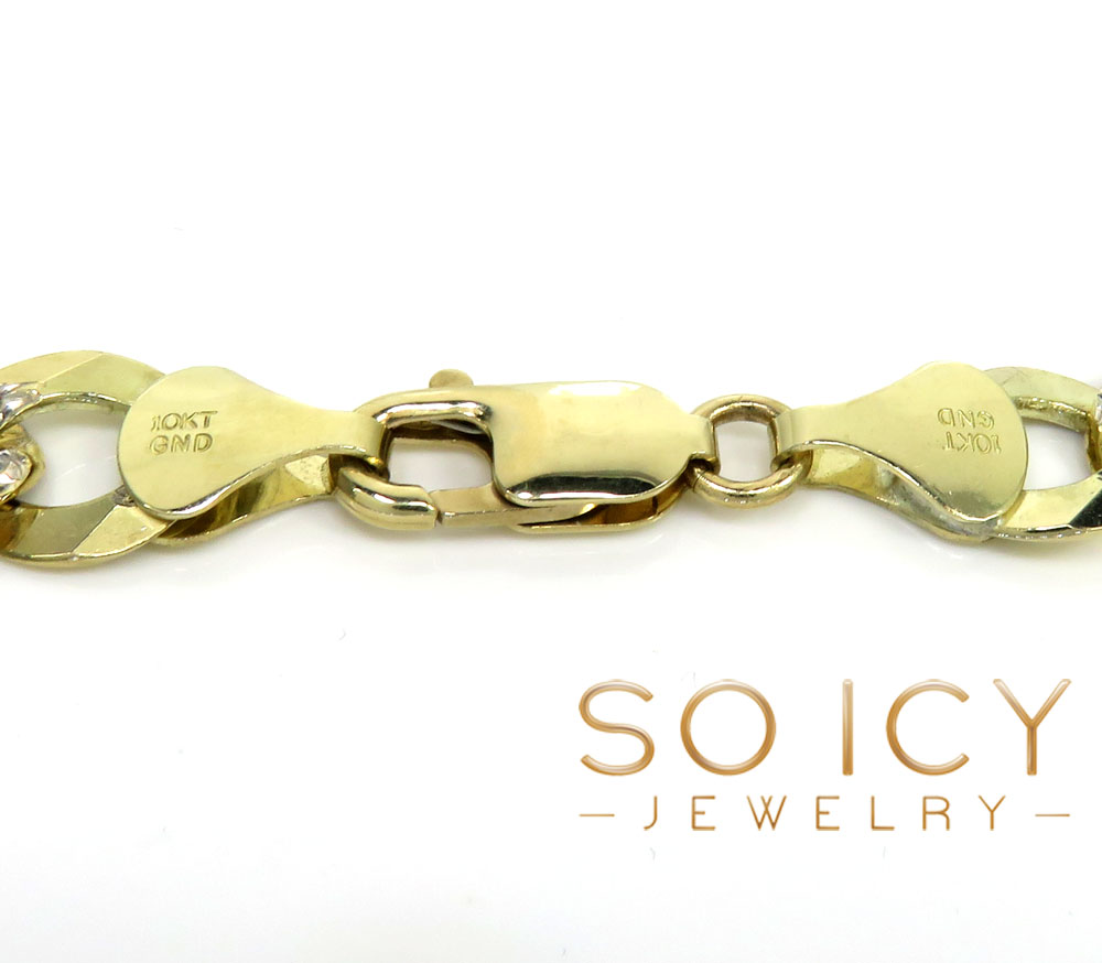 Buy 10k Yellow Gold Diamond Cut Cuban Bracelet 9 Inch 9.80mm Online at ...