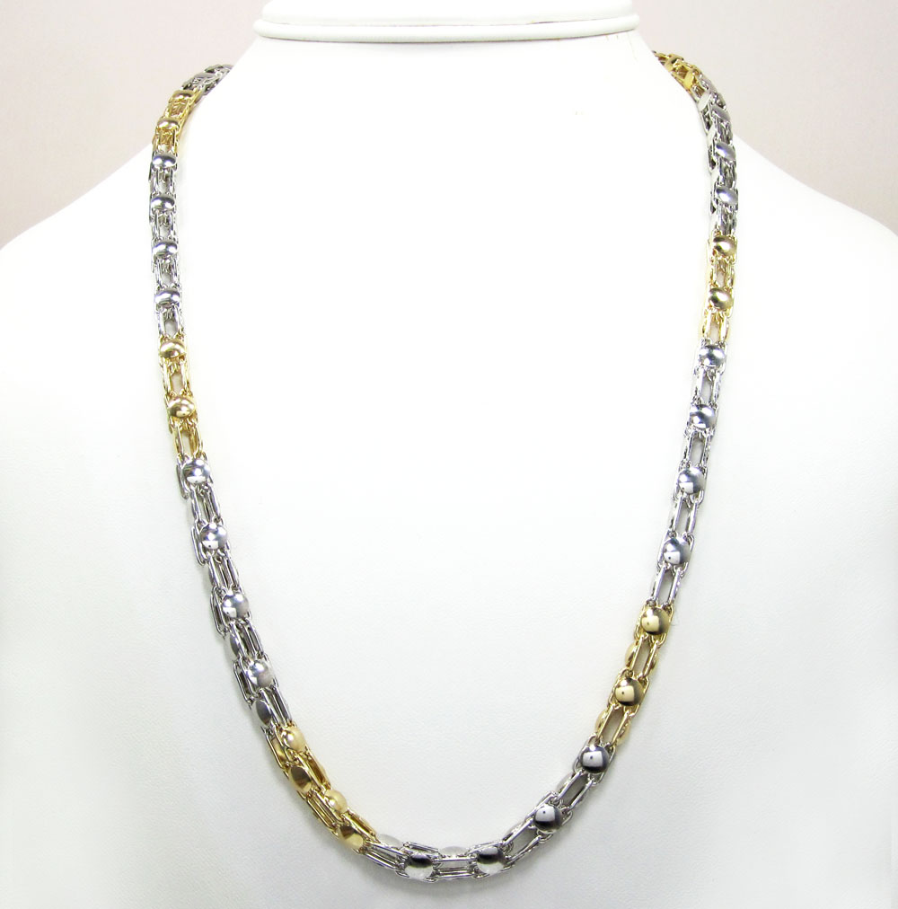 Buy 14k Two Tone Gold Fancy Box Link Chain 22-26 Inch 5.5mm Online at ...