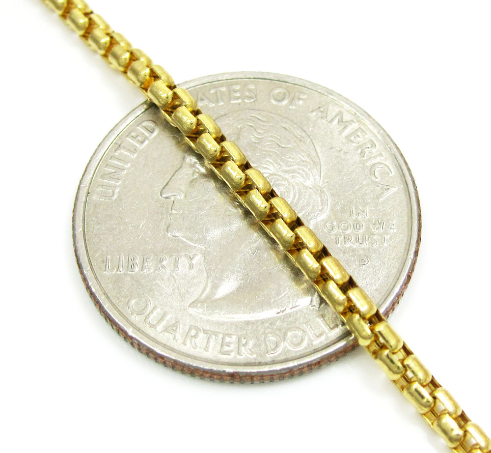 Buy 14k Yellow Gold Solid Box Link Chain 16-22 Inch 2.5mm Online