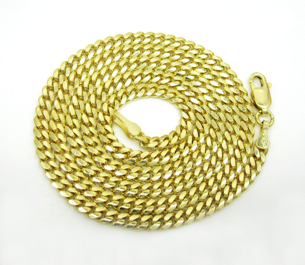Buy 14k Yellow Gold Solid Tight Miami Link Chain 16-26 Inch 3.2mm ...