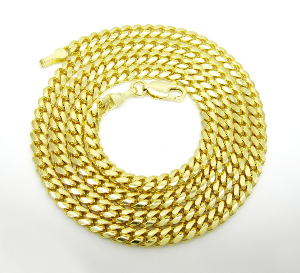 14k yellow gold solid tight miami link chain 18-24 inch 3.8mm